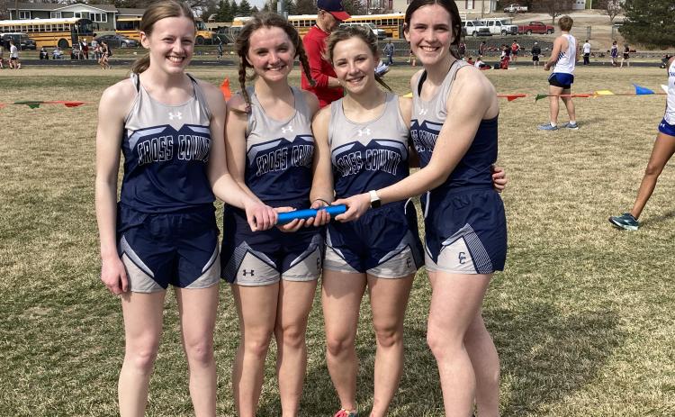 The team of Sarah Forsberg, Shyenne Krol, Kylee Krol and Lindee Kelley won the 4 x 100-meter Relay. Photo provided