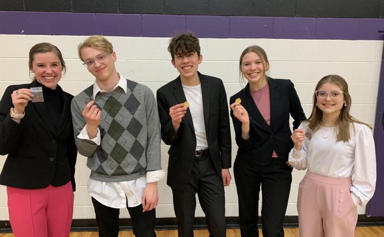 Cross County is sending five students to the state competition. Ella Pinkleman and Revin Nyberg qualified for Duet Acting. Mason Lindburg qualified for Entertainment Speaking. Addie Linn qualified for Informative Speaking. Ava Cramer qualified for Extemporaneous Speaking.