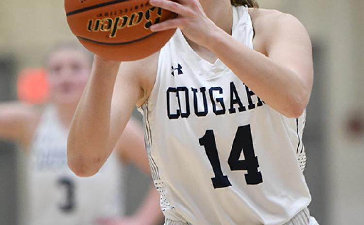 Shyanne Anderson knocked down 6-of-7 free throws against Wood River. PCN photo by Rick Holtz