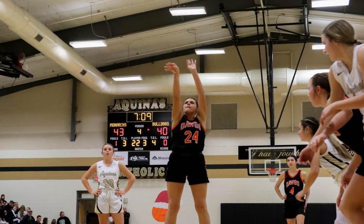 Courtney Sunday shoots a free throw at DC Aquinas. PCN photo by Blaine Winslow.