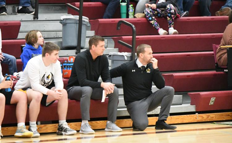 Superintendent Tucker Tejkl and Chris Whitmore finished coaching the SRC basketball season. PCN photo by Rick Holtz.