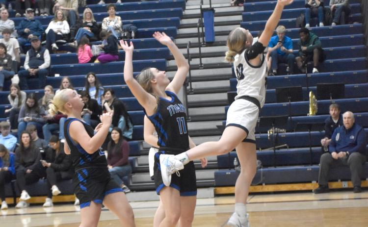 Kelsey Brehm tries for a bucket against Twin River. PCN file photo by Beth Sparrow