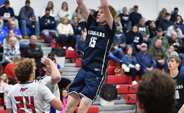 Sawyer Anderson puts up the jumper in the win over High Plains on Saturday. PCN photo by Rick Holtz.