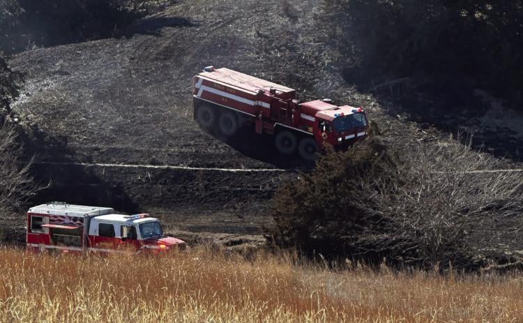 A fire broke out Thursday in the bluffs in northern Polk County. Photo provided by Osceola Fire Dept.