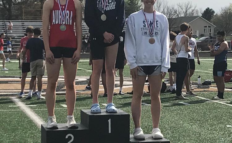 Cross County had two on the podium as Sarah Forsberg took first and Lindee Kelley third in triple jump. Photo by Coach Boshart.