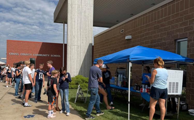 Students enjoyed a slushy or ice cream provided by the Cross County Booster Club on Friday. Photo provided.