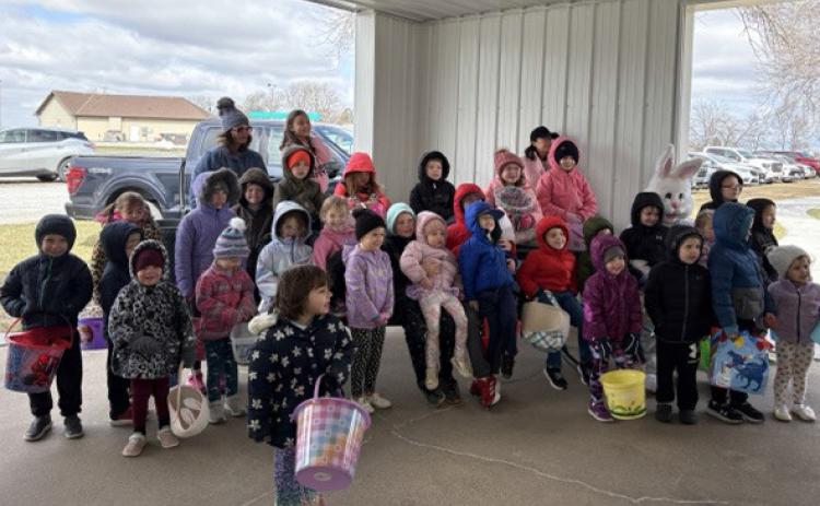 Gresham kids enjoyed the Easter egg hunt, although it was cold. Photo provided.