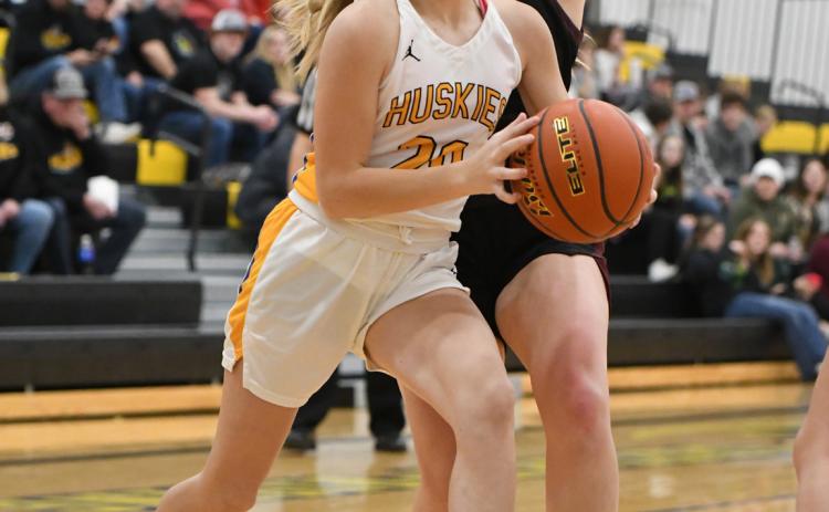 Danica Watts scored the Huskies first two points on Friday against Bruning-Davenport/Shickley. PCN photo by Rick Holtz