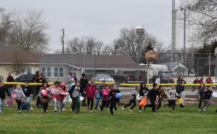Despite cooler weather the spirits of the kids at the Shelby Easter Egg Hunt were not dampened. Kids of all ages were at the Shelby Park last Thursday night to pick up eggs scattered all over the ball field and to visit with the Easter Bunny who also made an appearance. PCN photos by Beth Sparrow.