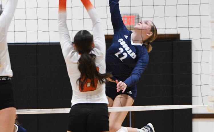 Sydney Hengelfelt puts down one of her many kills at CRC. PCN photo by Calvin Holtz.