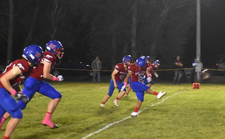Raul Marino kicks it off after a score. Marino had a field goal for 3 points for the Storm. PCN photo by Beth Sparrow.