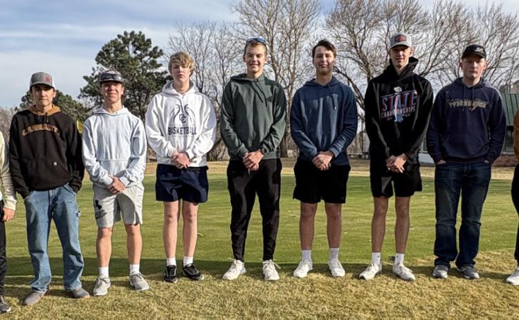 Members of the Cross County golf team are, (left to right)- Carter Berggren, Dominic Georges, Emmitt Lonsdale, Kris Reddiger, Benson Seim, Gabe Nuttelman, Gunner David, Briar Crawford, Krayton Schoch. Photo was provided.
