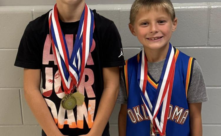 Jeter Zelasney was the MVP of the Mike Trader Basketball Camp and Cruz Tonniges won the Hustle Award in Grand Island at GICC High School last week. Photo provided.