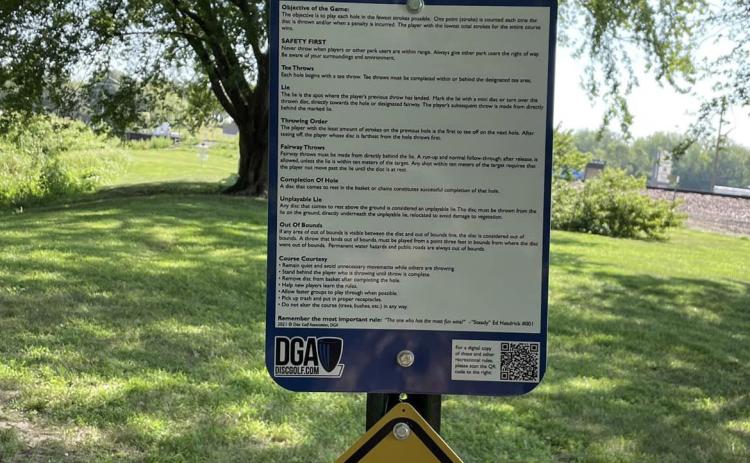 Disc golf was set up Friday in Osceola. It is currently a 9-hole course and is ready for play. Now there are two options for disc golf in Polk County (Osceola and Stromsburg). See page 5 for more information. Photo provided.
