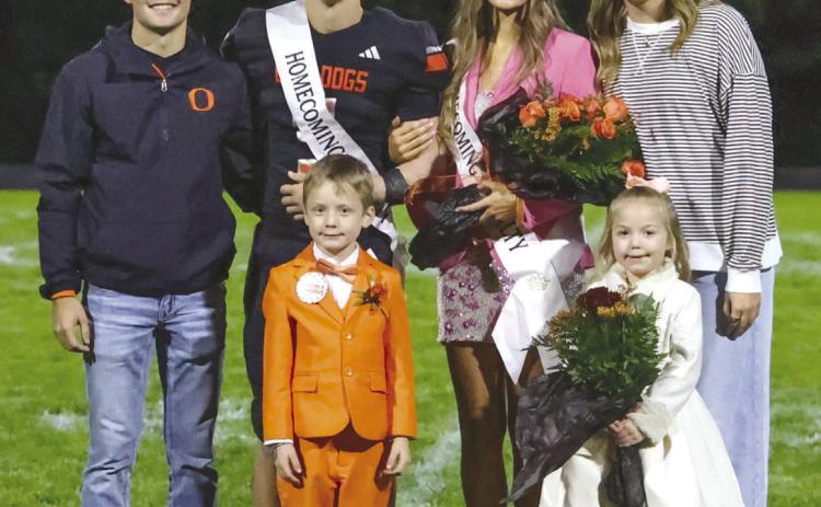 After the football game, coronation took place. Pictured are last year’s king Braydon Santos, King Brycen Kula, Queen Halle Gabel, last year’s queen Graci Conkling, and this year’s attendants Kade Watts and Kennedy Augustin. PCN photo by Blaine Winslow.