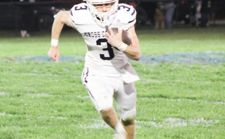 Cross County quarterback Eli Greenwall has a lot of open space in front of him as he ran for two first quarter scores and finished with71 yards rushing. PCN photo by Trevor Blevins.