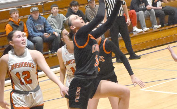 Osceola freshman Kalisyn Prososki scored nine points as the Bulldogs defeated No. 1 seed Dorchester in the CRC semifinals to earn a ticket to the finals. Osceola won the game 37-29, their second win over the Longhorns this year. Following Friday night’s championship game, Prososki was named to the all-tournament team PCN photo by Beth Sparrow.
