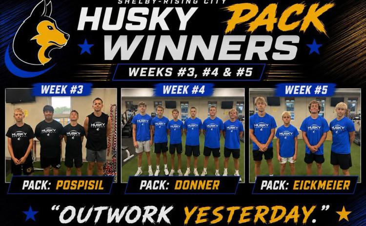 Husky pack winners for weeks 3, 4 and 5. Graphic provided.
