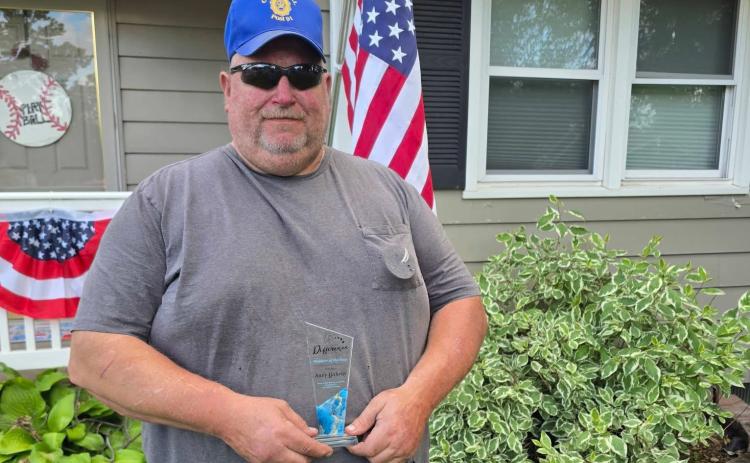 Andy Gabriel was named Sons of the Legion member of the year. He has put forth a lot of effort over the last fiscal year with everything he has done to help out with what we do: the Car Show, our Thanksgiving dinner recipient, along with our finances as our finance officer. Commander Willy has many more praises; these are just a few. Andy has put a lot of time into making sure the little things get done. Photo provided.