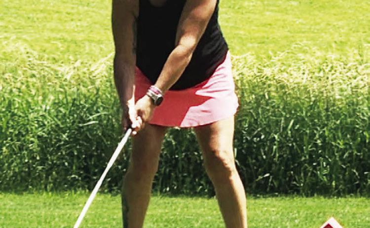 The 2026 Midwest Covenant Home Golf Tournament was held at Ryan Hill Golf Course this past Friday. The format were four-person teams, best ball, playing 18-holes of golf. Left- Shelly Urkoski tees off during the tournament. Photo provided by Craig Pinley.