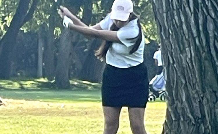 Elva Velasco hits one at Quail Run last Thursday. Photo provided.