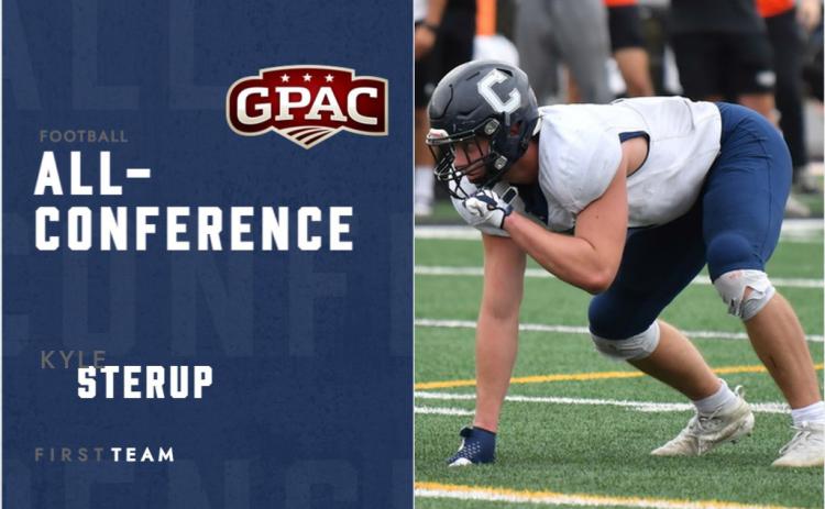 Kyle Sterup (Osceola graduate and former StormDog) was named to the GPAC All Conference First Team. In 2024, he had 69 tackles, 15.5 tackles for loss, 5 sacks and a blocked field goal. He is a senior at Concordia University in Seward. For his career, he has 206 tackles, 45.5 tackles for loss and 13 sacks. Graphic provided.