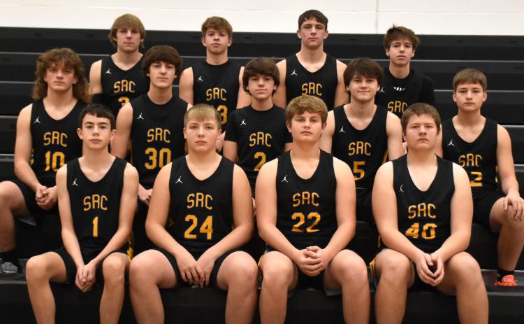 2024-25 S-RC boys basketball: (front) Garrett Ruth, Layne Donner, Grant Eaton, Tanner Micek; (second) Aaron Willis, Nixon Thelen, Noah Thelen, Blake Schmidt, Eli Svoboda; (third) Dalton Pokorney, Jaxson Thompson, Dylan Micek, Jarren Kravig.