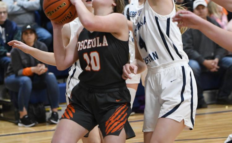 Addison Theis scored 12 points for Osceola against Nebraska Christian last week. PCN photo by Rick Holtz