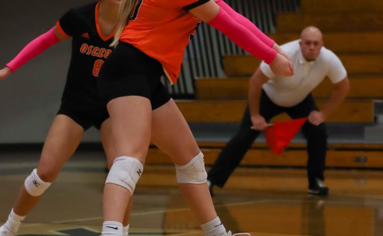 Janna Roberts bumps the ball up earlier this season. PCN file photo by Blaine Winslow.