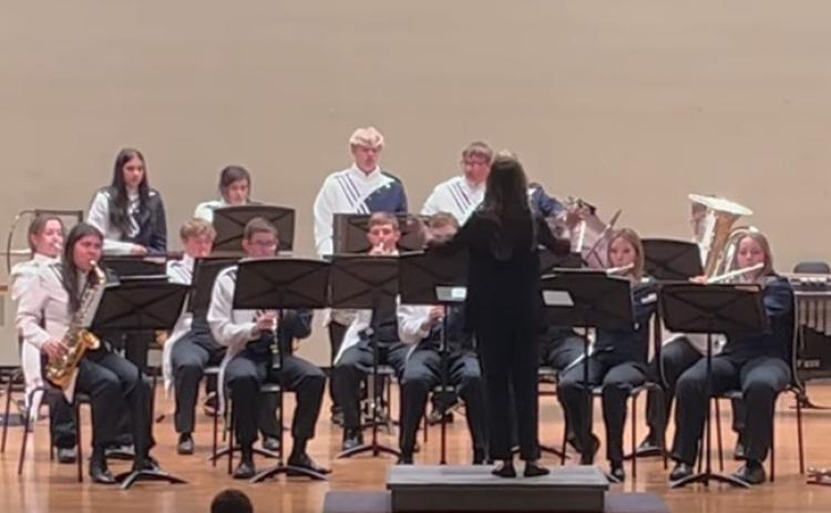 Cross County Band got a I (superior) rating at district music in Columbus. Two members were missing, as they were at World robotics. The band has about 20 members. Photo provided.
