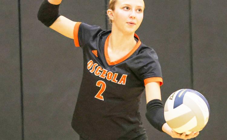 Top-Halee Peterson served up two aces in win over Nebraska Lutheran. PCN photo by Blaine Winslow.