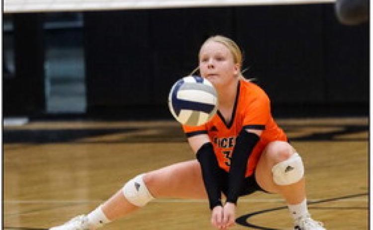 Janna Roberts gets the dig earlier this season. PCN file photo by Blaine Winslow.