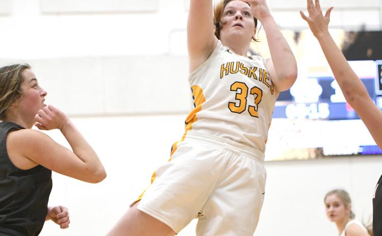 Caydee Bauers finished with 14 points in her final home game for Shelby-Rising City. PCN photo by Rick Holtz