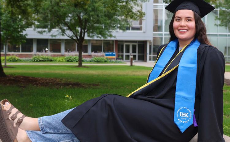 Laura Velasco, a graduate of Shelby-Rising City, graduated with a bachelor’s degree from UNK in biology. She is pursuing a master’s in health science to go to dental school. Photo by Tyler Ellyson, UNK.