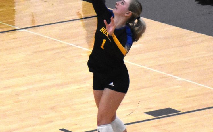 Taya Pinneo serves earlier this season. PCN file photo by Beth Sparrow.