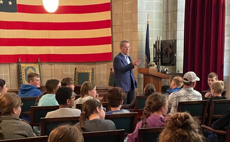 Governor Pillen said he will continue to fight for more school options in Nebraska following a failure of the Legislature to pass a “stopgap” private school scholarship budget provision. Photo by John Gage.