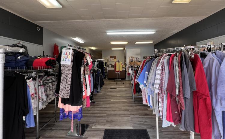 Inside the new Annie Jeffrey Thrift Store. See a variety of clothes as well as other household items and toys.