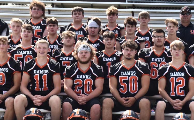 2024 Osceola football (front left to right): Landyn Roebuck, Braxton Mestl, Conner Schnell, Bransen Lavaley, Liam White; (second row) Braylon Peterson, Aden Feezell, Brayden Santos, Brenden Gabel, (third) Jake Wieseman, Kolton Barr, Alex Merry, Cooper Yungdahl, Jackson Winslow, Brycen Kula, Jack Wallace, (fourth) Coach Ericson, Kayden Himburg, Landon Winslow, Landan Drozd, Jarrett Althouse, Coach Theis, Coach Roberts. PCN photo by Beth Sparrow.