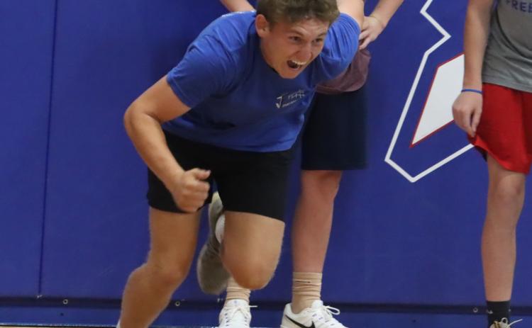 Top two photos-Excessive heat drove the High Plains Youth and HS Football Camps indoors on Monday and Tuesday last week.