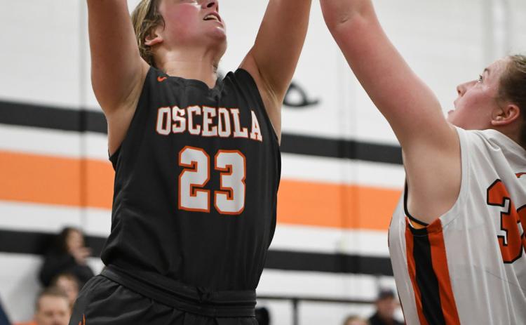Emma Recker scored a team-high 14 points in Osceola's 3824 loss to Dorchester. PCN photo by Rick Holtz