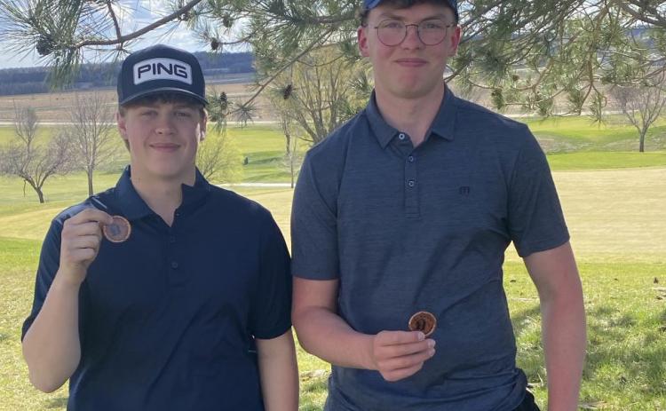 Andrew Dubas and Dane Holtzen (CCO) tied for third at best ball in Fullerton. Photo provided by Coach Jimmy Blex.
