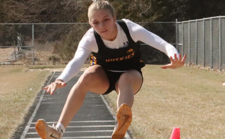 Shelby-RC senior Danica Watts got her outdoor season off to a strong start winning the triple jump and the 100-meters and finishing second in the 200 and LJ. She set a new school record in the triple jump with a mark of 35-1. PCN photo By Ken Kush
