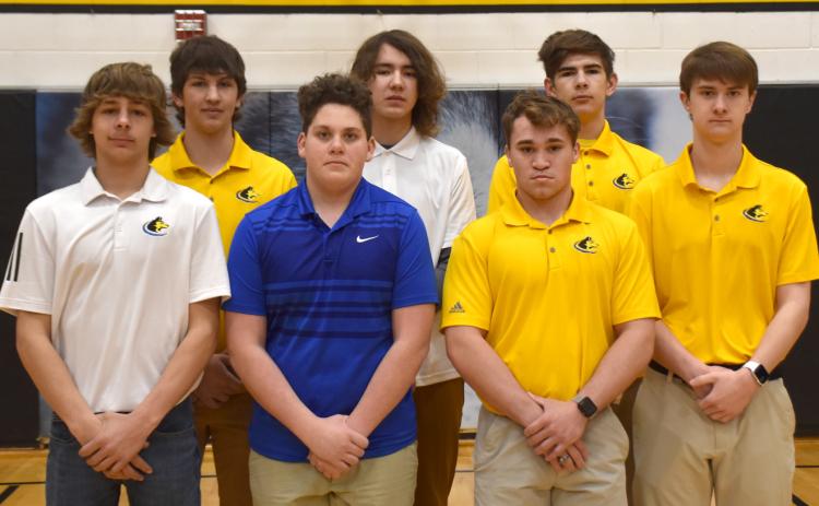 Back row: Cohen Calahan, Deegan Cynova, Landon Sliva. Front row: Kole Eickmeier, Hayden Reznicek, Ethan Fjell, Leyton Voss. PCN photo by Beth Sparrow