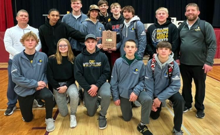 Shelby-Rising City wrestlers had a busy couple of days. On Thursday the Huskies won the 2023 Crossroads Conference Title. On Saturday the team traveled to Kearney for the 2023 NSAA State Dual Championships, where the Huskies finished fourth.