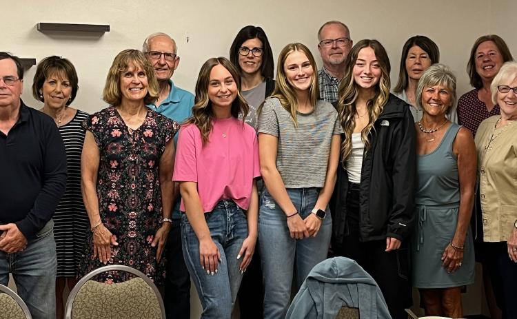 Pictured from left: John Girard, board member, Lana Waller, board member, Susan Chrastil, Foundation Director, LeRoy Gerrard, board member, Scholarship winners: Makayla Quilhot, Shyanne Anderson and Emma Roberts, Nataly Sanley, COO, Steve Peterson, board member, Mary Lerch, board member, Jane Watts, board member, Kathy Gabel, board member, and Karen Stevens, board member. Photo provided. Not pictured are Marcus Augustin, CEO, and Margie Hayes, board member