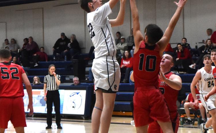 Kole Crawford goes up for shot against David City. PCN photo by Beth Sparrow.