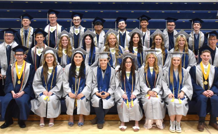 Cross County Class of 2026 graduated on Saturday. Pictured are (front) Colton Duncan, Kylie Moore, Naima Ramirez, Amanda Blair, MaHaylee Dotson-Monroe, Madysen Berggren, Shyenne Krol, Sam Haug; (middle row) Jacob Smith, Matthew Frazier, Ema Dickey, Cheyenne Watts, Sydney Hengelfelt, Adrienne Waller, Edie Peterson, Ella Clark, Cole Phillips; (back) Sawyer Anderson, Cannen Mooney, Kirk Sparrow, Joaquin Alvarez Rodriguez, Yagiz Karabiyik, Eli Horner, Nathaniel Avers and Wyatt Smith. PCN photo by Beth Sparrow.