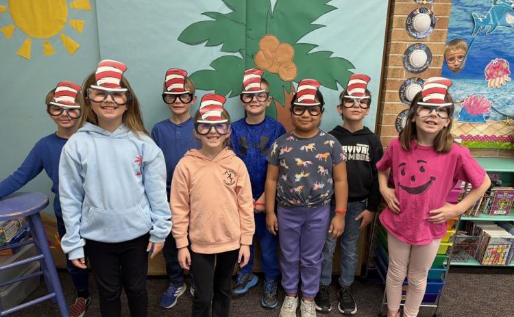 The Clarks Library visited HPC Elementary PK-3rd grade and shared their favorite Dr. Suess books with the kids for Read Across America week. Photo provided.