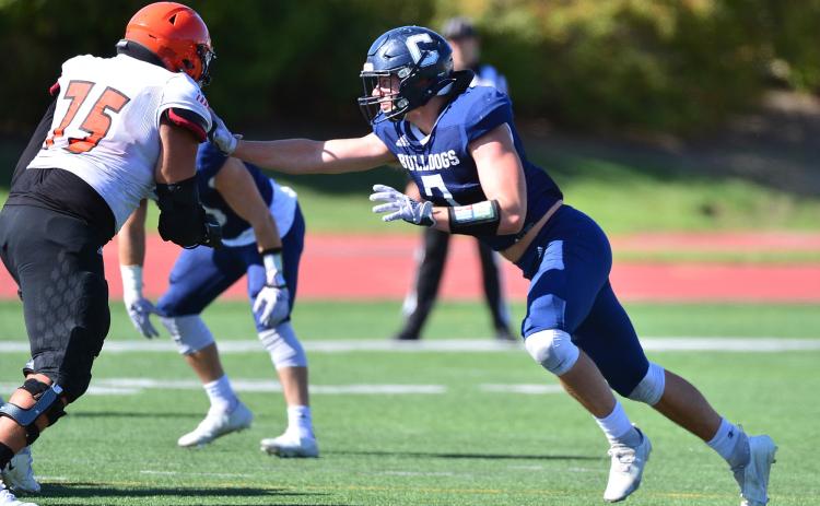 Kyle Sterup defends an opponent for Concordia University last fall. Photo by Ben Meyer, Concordia Athletics.