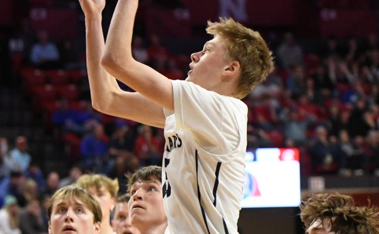 Sawyer Anderson takes a shot against Cedar Catholic. PCN photo by Calvin Holtz.